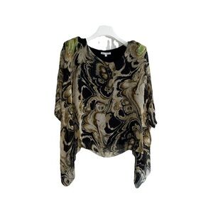 Tempo Paris Black and Gold Swirl Blouse